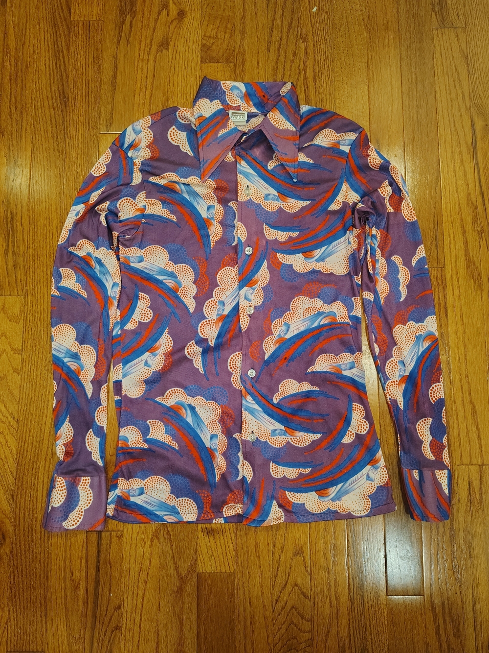 Vintage Montgomery Ward Psychedelic Abstract Print Shirt M EUC 70s Retro Mod